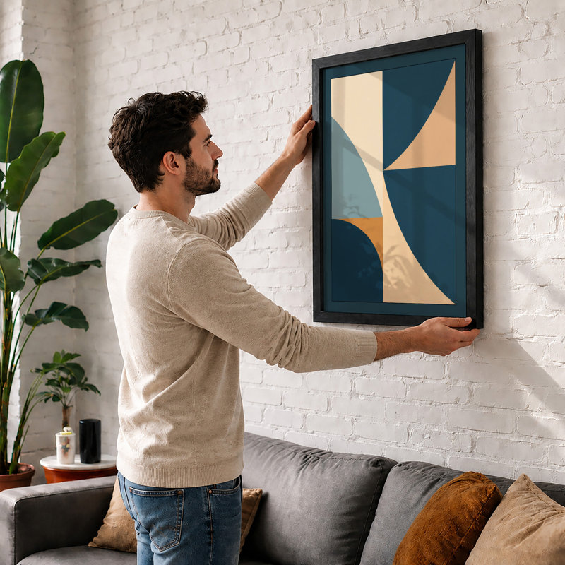 Modernist Composition Mid-Century - Framed Print, A2 - 59.4 x 42.0 cm, Black