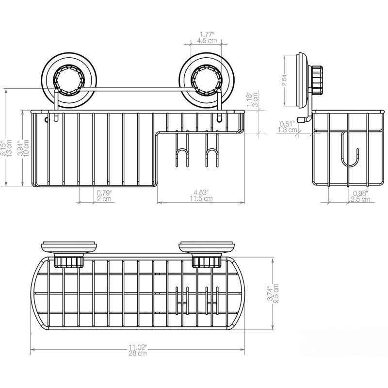 Puissant panier de douche à ventouse pour panier à shampooing - Support en acier inoxydable (chrome), Chrome