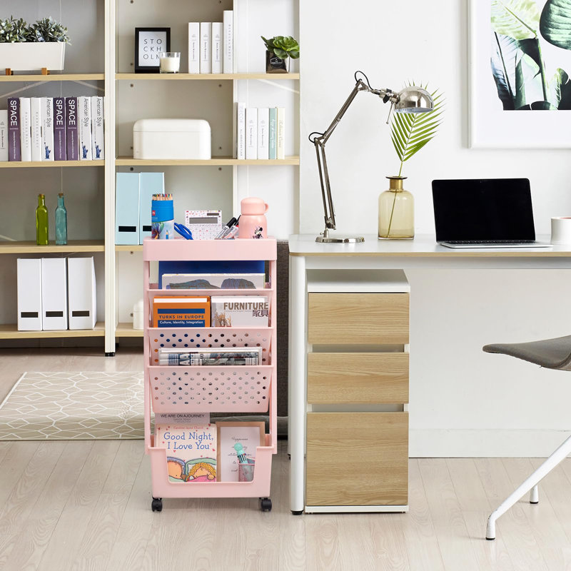 77cm H x 38cm W Book Cart, Pink