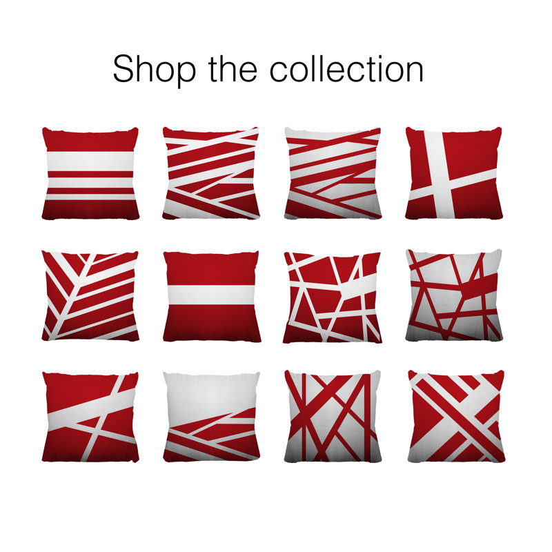 Coussin décoratif intérieur / extérieur Seward Abstract Lines, L 15 po x H 15 po, Rouge