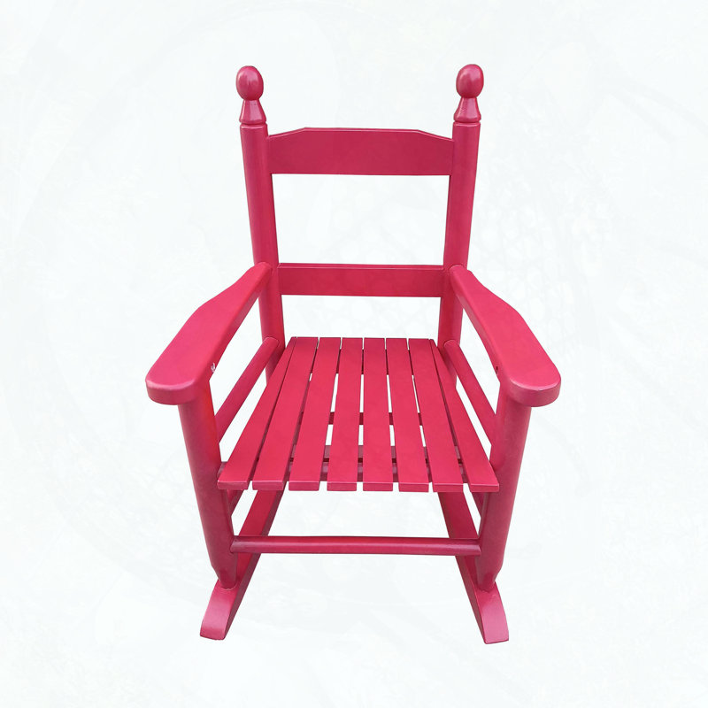 Children's Solid Hardwood Rose Red Rocking Chair, Rose Red