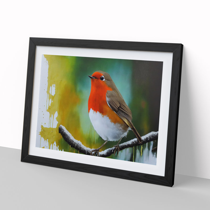 Epic Robin Bird - Framed Print, Black, 46cm H x 64cm W x 2cm D