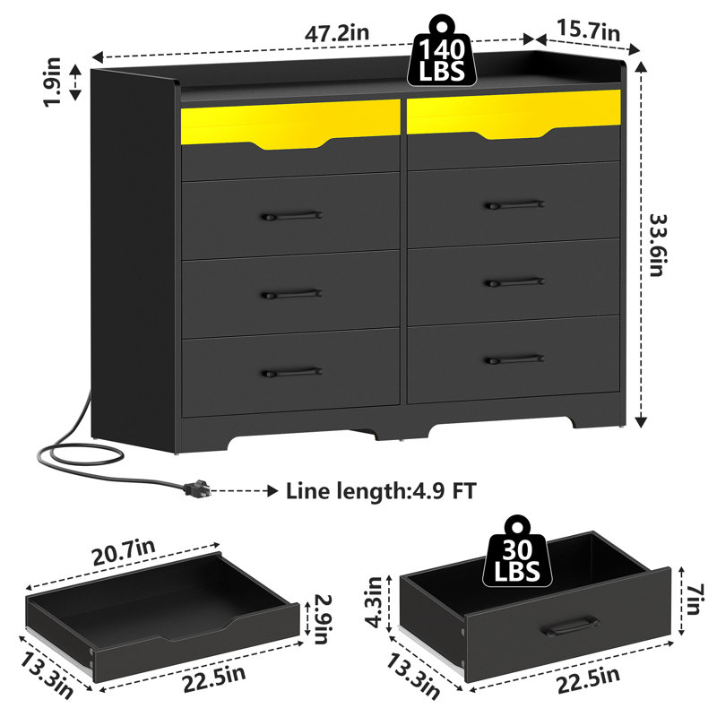 Jawvan 47.2'' W 8 - Drawer Dresser