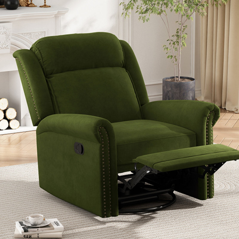 360° Swivel Recliner Manual Rocking Recliner With Adjustable Backrest For Ultimate Comfort And Modern Living, Recliner, Green