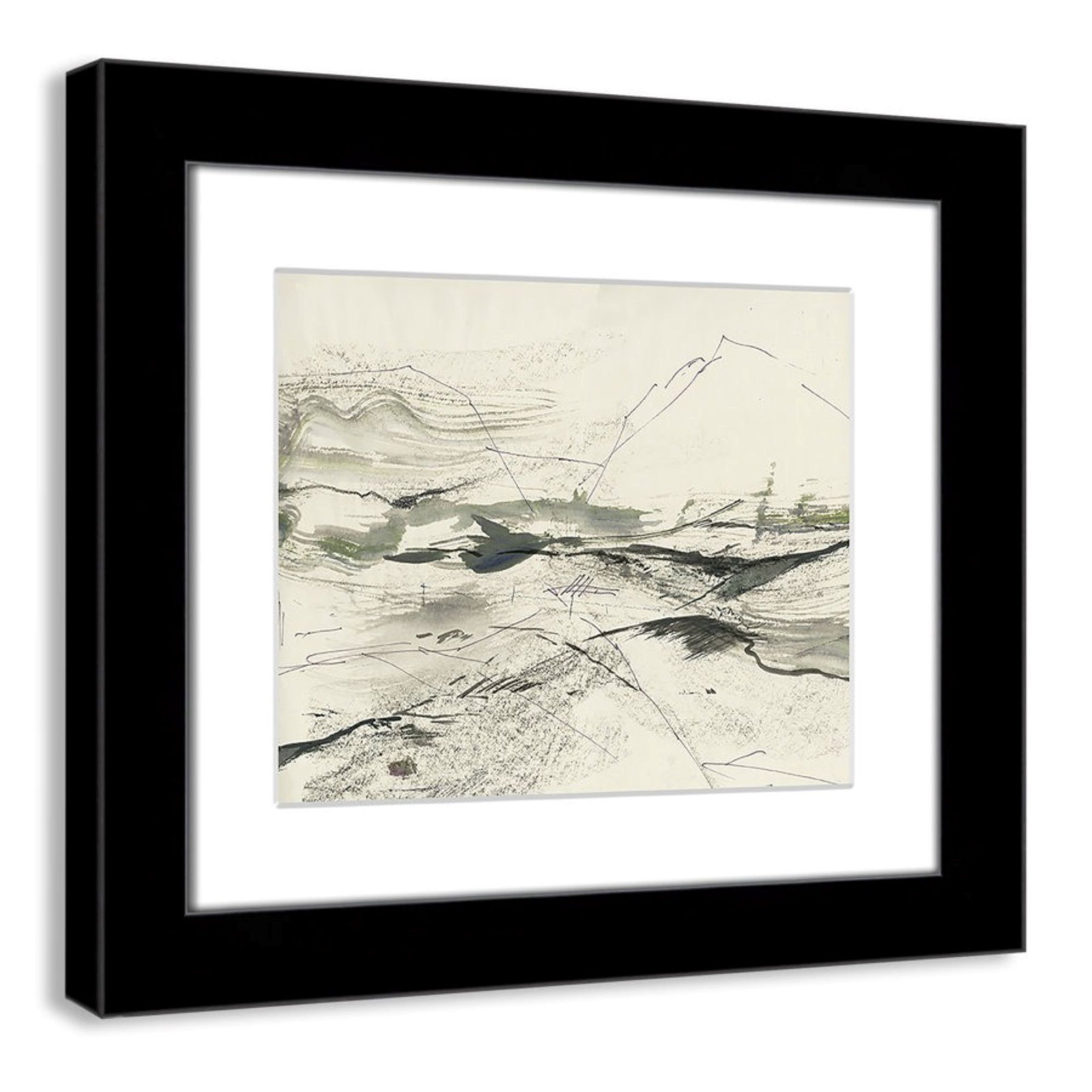 Green Sketches by PI Studio, Black Cube Picture Framed, White, 14.5" H x 16.5" W x 1.25" D