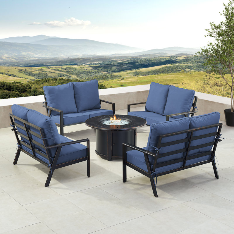 Fredu Outdoor 7 - Piece Conversation Set, Blue