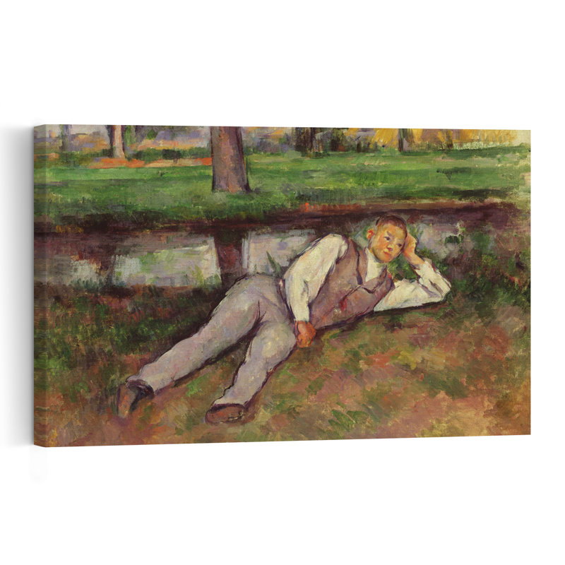 Garçon au repos, vers 1887. Estampe d'art mural abstraite contemporaine représentant un paysage., H 12 po x l 18 po