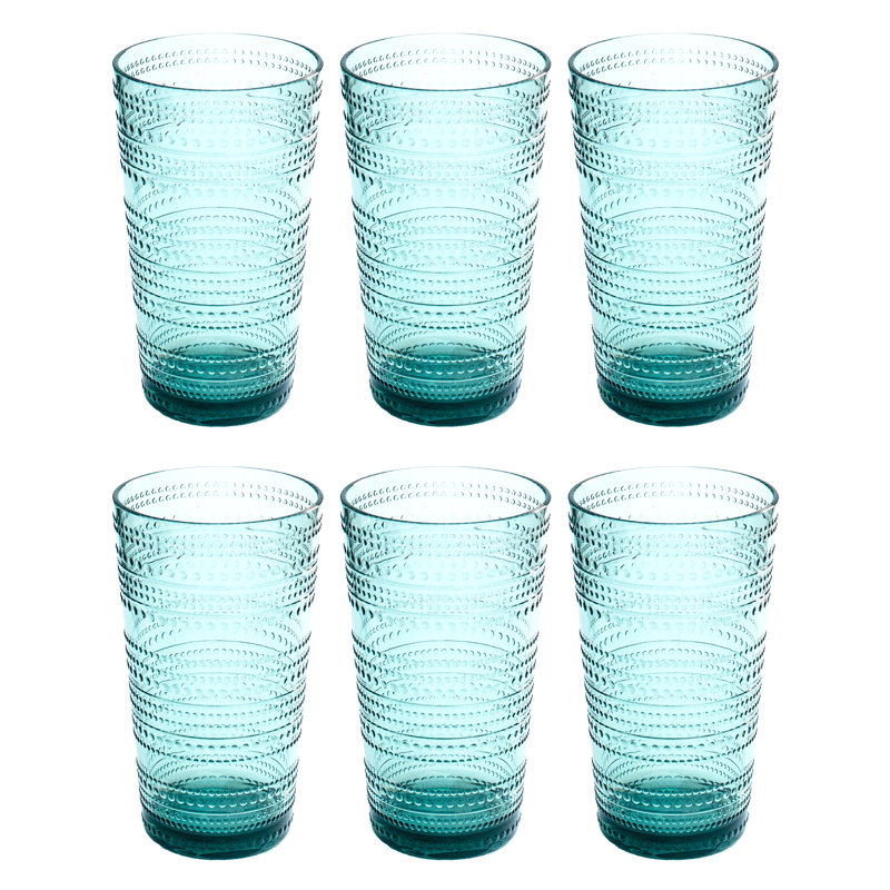 Verre à boire Chaplin Beaded Acrylique - Bleu-vert - 16 oz, Verre à gin, Vert