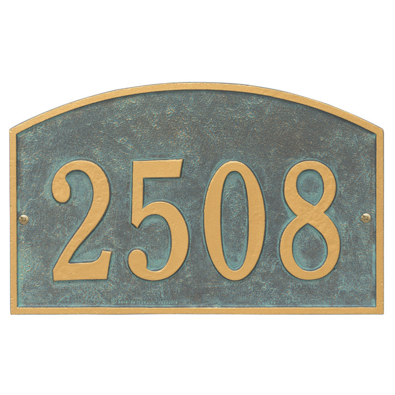 Plaque d'adresse murale sur 1 ligne Legacy, Bronze, vert-de-gris, Oui