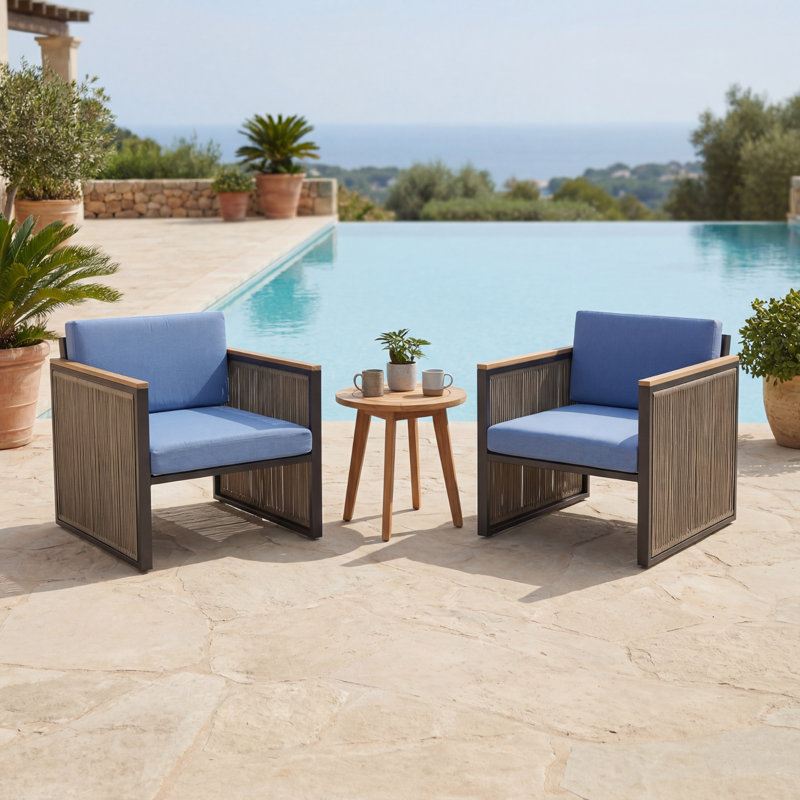 Outdoor Patio Metal Armchair With Cushions, Green