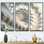 «White Fractal Spiraling III», reproduction sur toile 3 pièces
