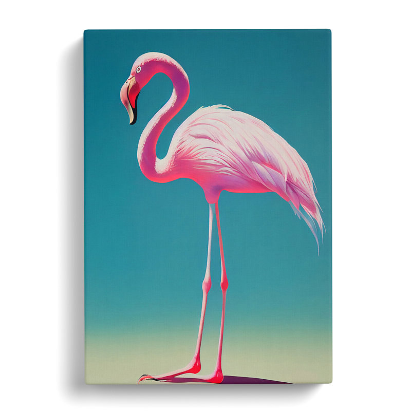 Solo Flamingo - Wrapped Canvas Print, 60cm H x 40cm W x 3cm D