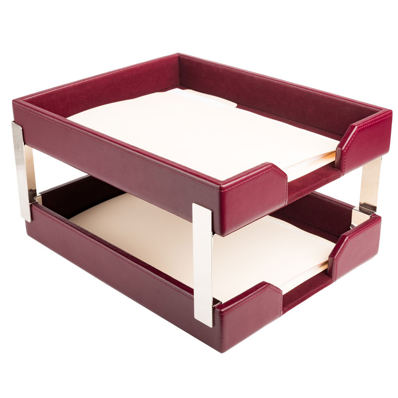 Roisin Leather Paper Organizer, Burgundy