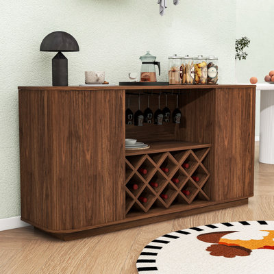 Sideboard Storage Cabinet with Wine Rack and Adjustable Shelves