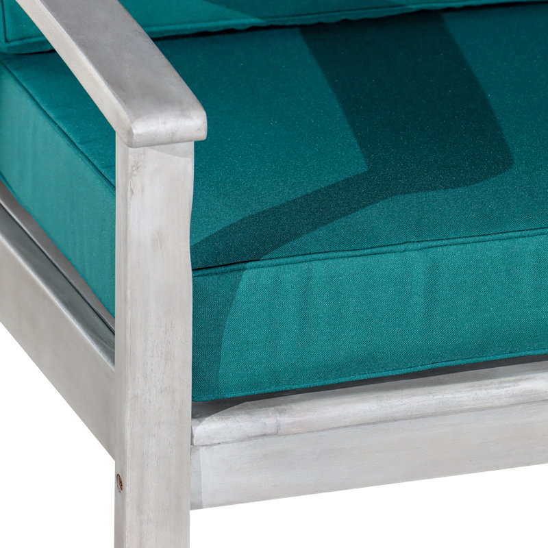 Chaise longue avec coussins moelleux Andrusia, Coussin vert foncé / finition gris argenté