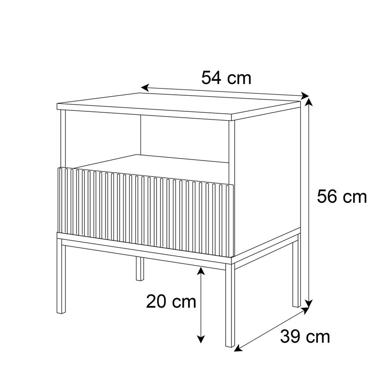 54cm W Manufactured Wood Bedside Table