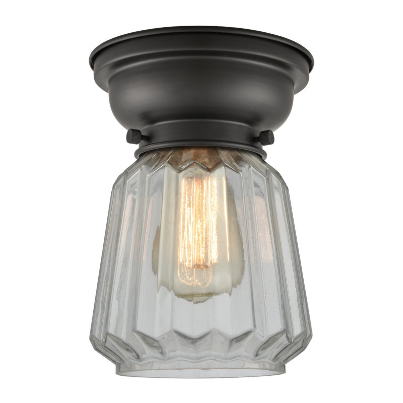 Plafonnier encastré 1 lumière 6,25 po Vinson, Transparent, Ampoule non incluse, Noir mat