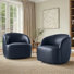 Croix 30.75"W Modern Leather Swivel Barrel Chair with Fully Assembled