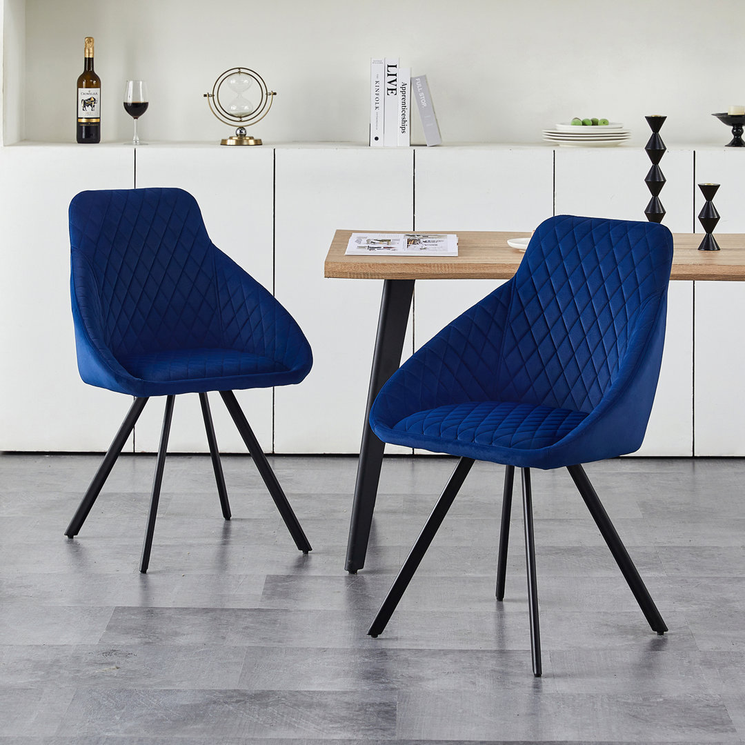 43cm H Velvet Upholstered Metal Side Chair