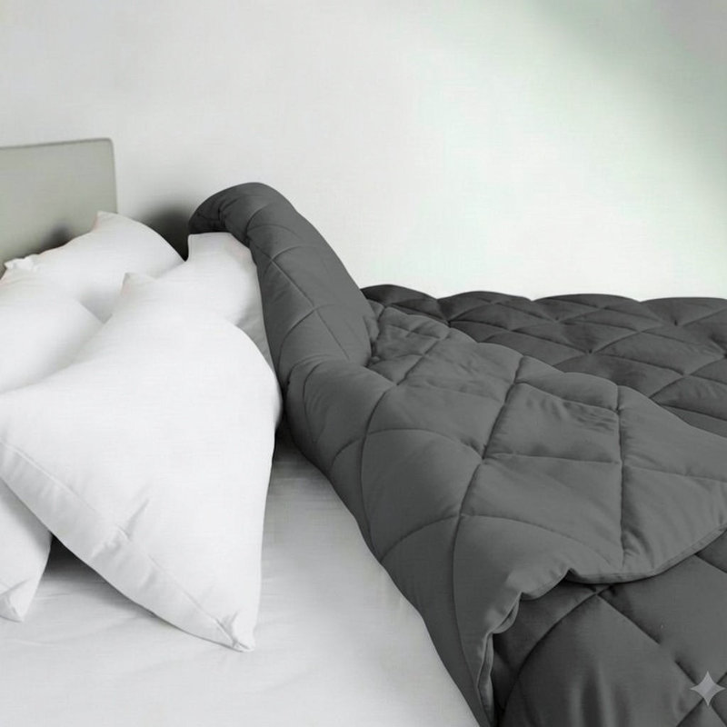 Édredon toutes saisons en microfibre légère et réversible, Gray, King