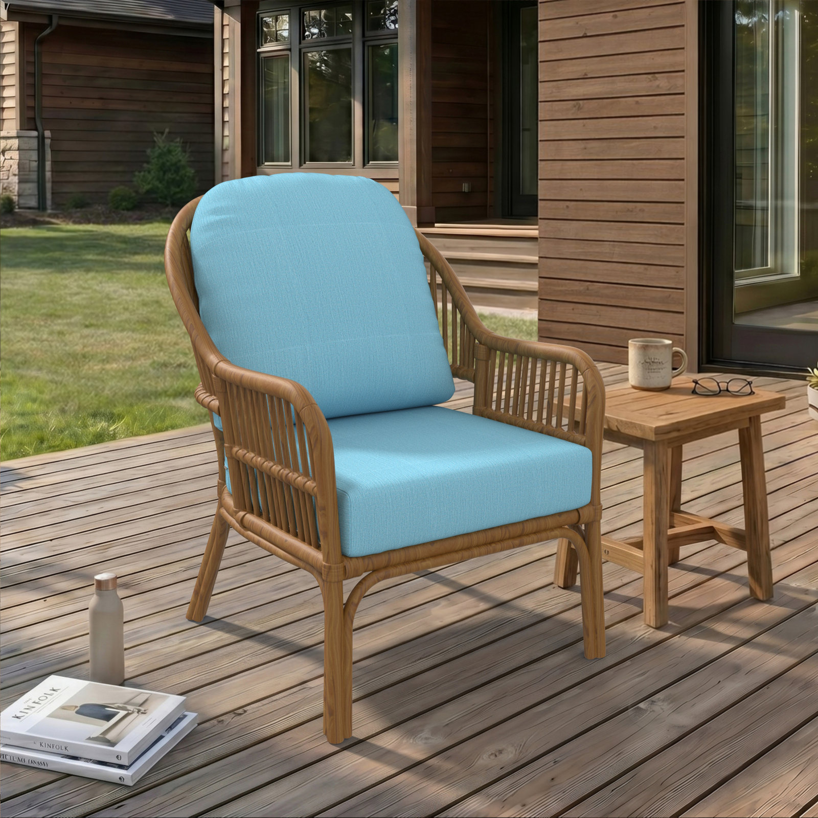 Amala Outdoor Sunbrella® Seat/Back Cushion, Cast Horizon Sunbrella® Plainweave