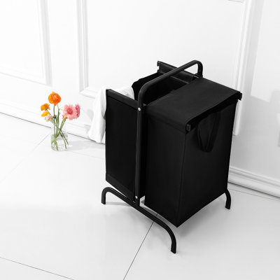 Large Capacity 110L 2 Laundry Hamper With Lid, Black For Clothing, Clothes