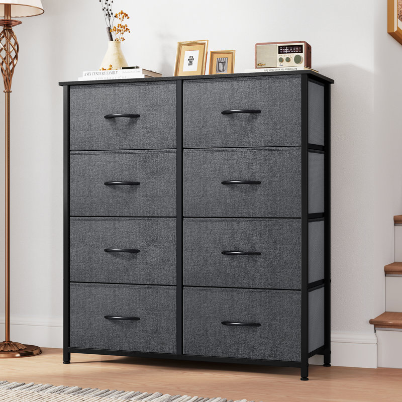 8 Drawer Double Dresser Chest, Light Gray