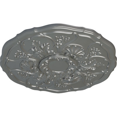Endurathane Cornelia Ceiling Medallion, 22 1/2"OD x 1 1/2"P (Fits Canopies up to 4"), Hand-Painted Silver Finish