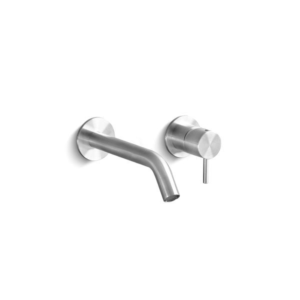 Acquaco Linki Deco Wall Mount Two-Hole Single Handle Bathroom Lavatory Faucet with 6-7/8'' Spout Reach