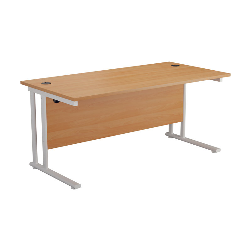 Metal Base Desk Shell, Beech - White, 73cm H x 160cm W x 80cm D