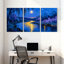 «Abstract Moonlit River Night Landscape», ensemble de 3 reproductions d'art sur toile