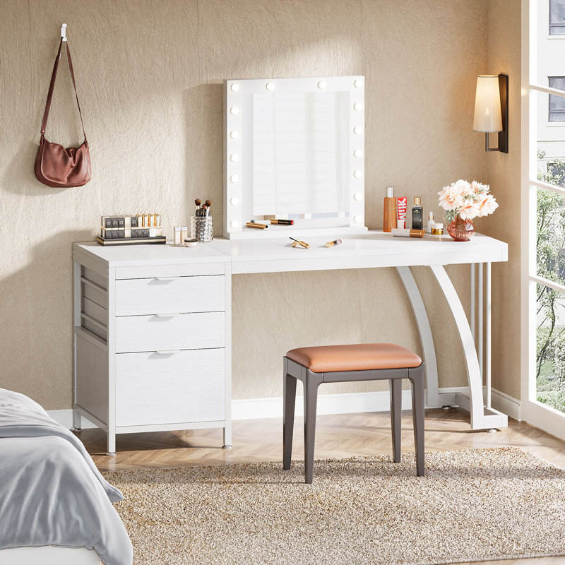 Kiyanni 59'' Vanity Desk with 3 Drawers, White
