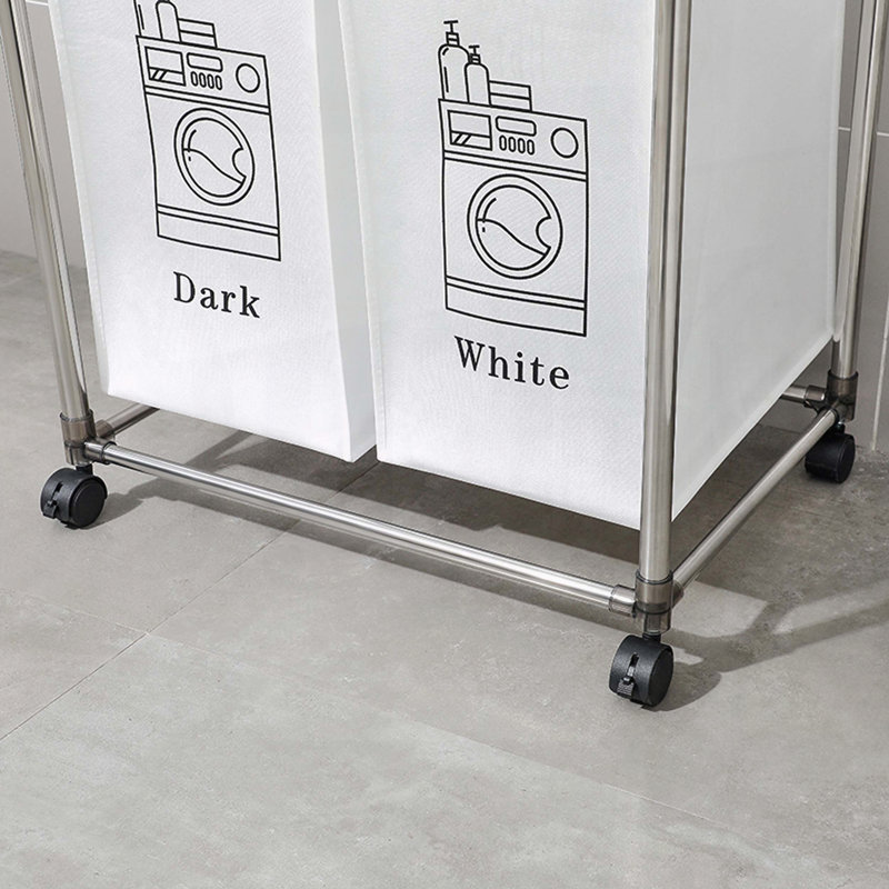 2-Tier Laundry Basket with 4 Removable Bags and Wheels