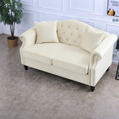 Compression Compact Sofas, Beige Velvet Chesterfield, Modern Home