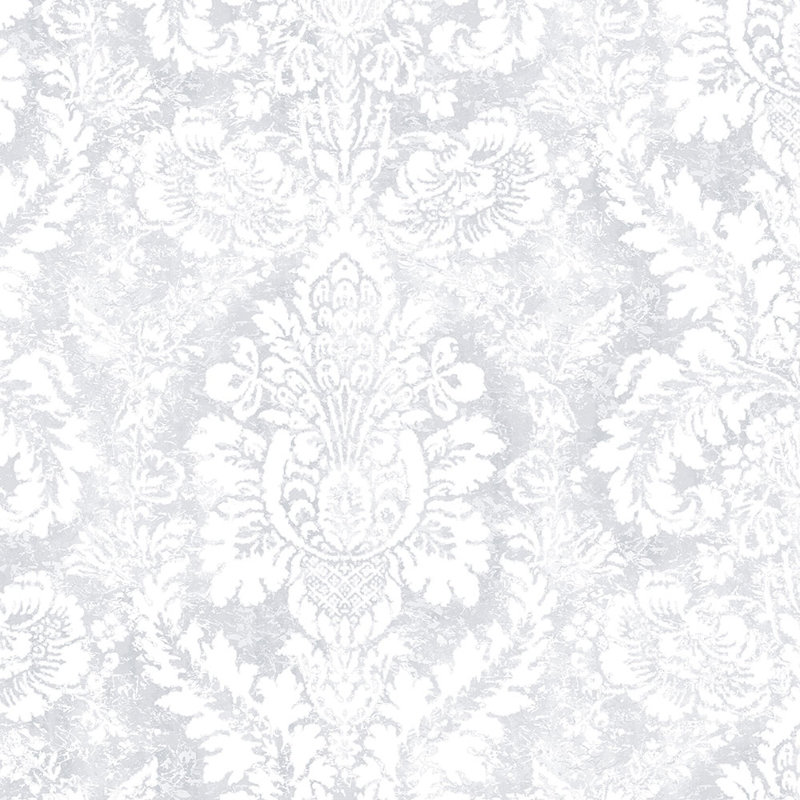 Gaitan Damask Roll, Gray /White