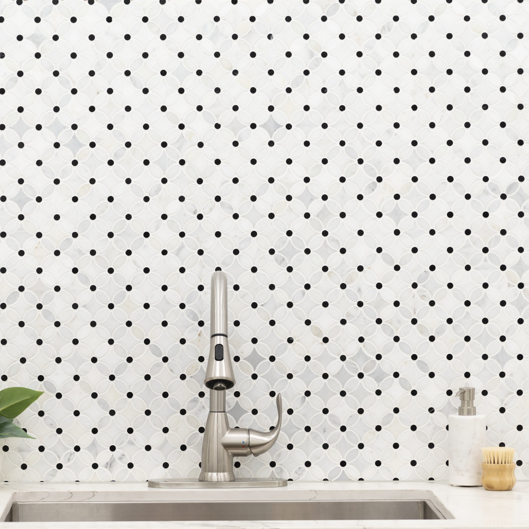 Iona Mist Fiorello 14 in. x 14 in. Polished Marble Mosaic Floor and Wall Tile Ackland