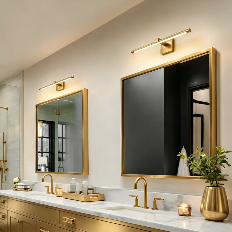 Dimmable LED Hardwired Aluminum Wall Sconces, Brushed Gold