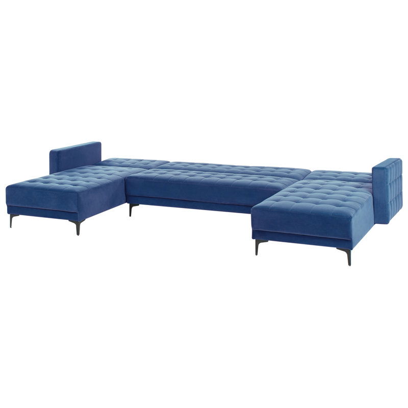 Aliyha 5 Seater Velvet Sofa Bed, Blue