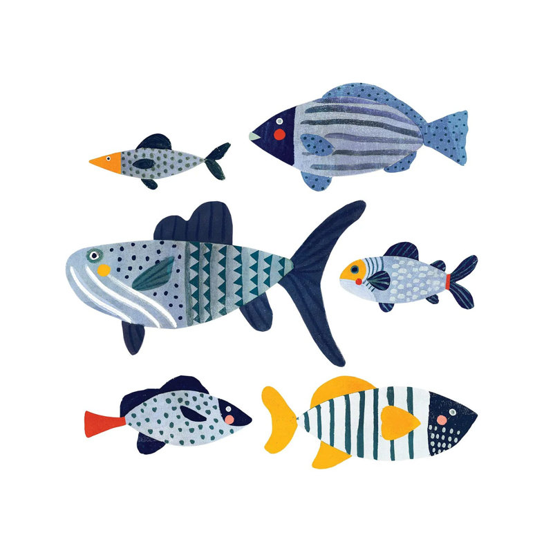 Patterned Fish II by Victoria Barnes - Wrapped Canvas Print, 30.48 cm H x 30.48 cm W