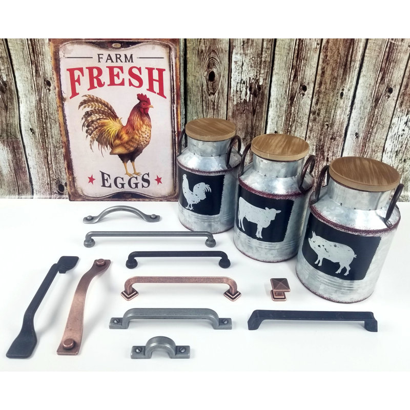 Matte Iron Rustic Industrial Arch Pull with Mounting Hardware