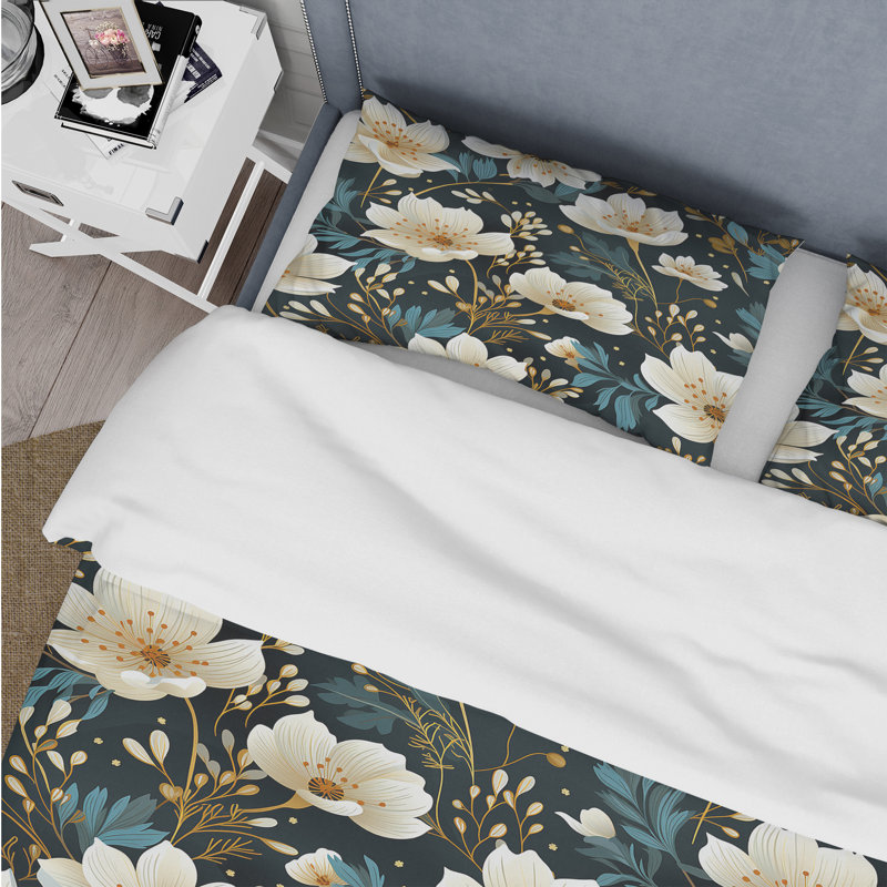 Ensemble de housse de couette beige Begonia Cottage Collage II - Floral, Housse de couette pour très grand lit et 2 très