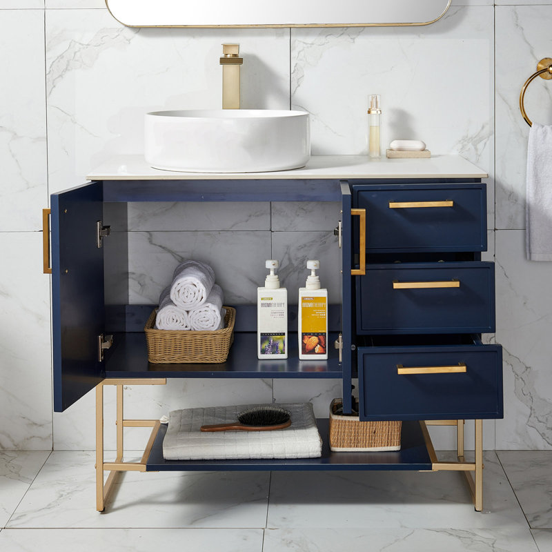 Ensemble de meuble-lavabo simple 36 po bleu