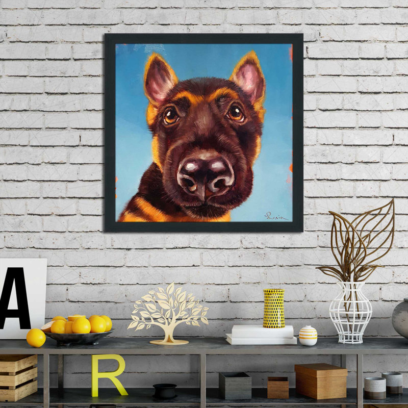 «Follow Your Nose 1» par Lucia Heffernan - Peinture, H 37,5 po x l 37,5 po x P 1 po, Cadre espresso