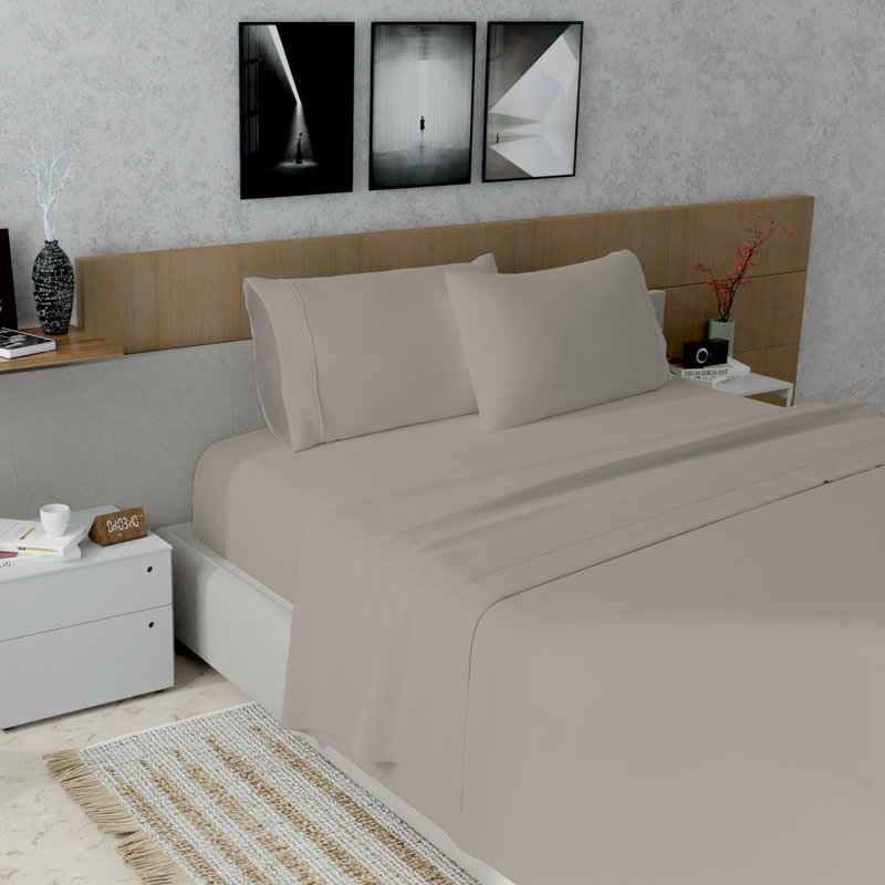 Kal 100% Cotton Sheet Set, Queen, Taupe
