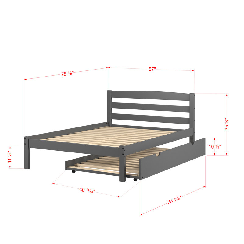 Heera Kids Full Platform with Trundle, Dark Grey