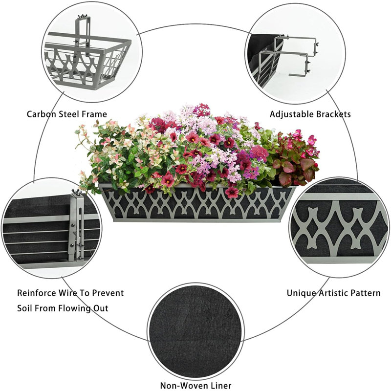 Paquet de 2 jardinières pour fenêtre de 24 po avec supports réglables et sacs de culture en tissu