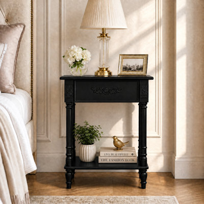 1-Shelf And 1-Drawer Nightstand With Elegent Design