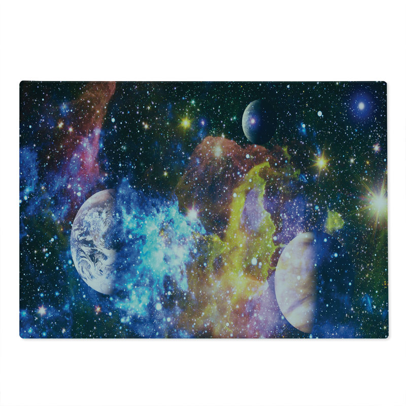 Ambesonne Space Cutting Board Large Size Futuristic Interpretation Multicolor