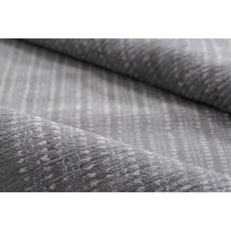 Handmade Linen and Silk Striped Area Rug, Rectangle 10' x 14'