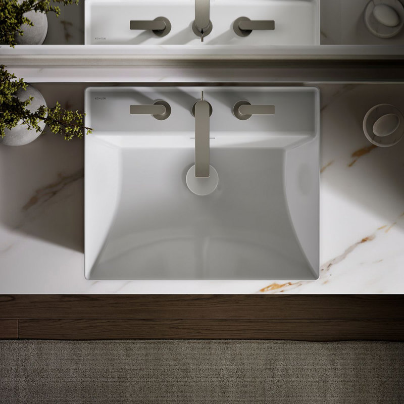 Brazn Rectangle Vessel Bathroom Sink, White, White, 4" Centers